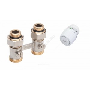 Комплект для ниж/п радиатора термостатический RLV-KB/RTR 7090 газ/нап для двухтр Ду 15 Ру10 прямой клипс RTR (RA) 5-26oC Danfoss 013G7222