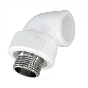 Угольник PP-R комбинированный белый НР Дн 20х1/2"х90гр Китай