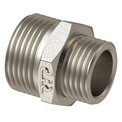 Ниппель латунь никель переходной Ду 40х25 (1 1/2"х1") НР RTP (РосТурПласт) 29284