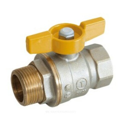 Кран шаровой латунь никель газ R734G Ду 15 ВР/НР полнопроходной бабочка Giacomini R734GAX003