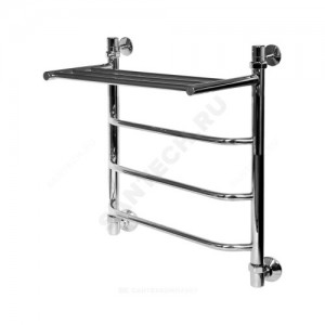 Полотенцесушитель водяной нерж сталь Лесенка Ду 25 (1") НР с полочкой 600х500мм 3П нижнее подключение в/к соединитель (1"х3/4") Уют Элит-Металл В-24-12