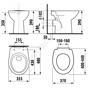 Унитаз без бачка Zeta белый горизонт/выпуск без сиденья Jika 8.2239.6.000.000.1