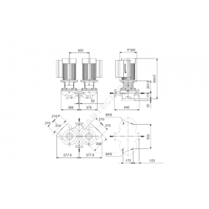 Насос ин-лайн с сухим ротором TPED 50-830/2-S A-F-A-BQQE сдвоенный 3х380-480В/50 Гц Grundfos 96945778