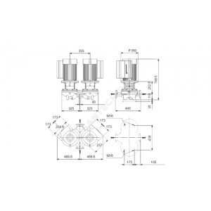 Насос ин-лайн с сухим ротором TPED 40-630/2-S A-F-A-BQQE сдвоенный 3х380-500В/50 Гц Grundfos 99132811