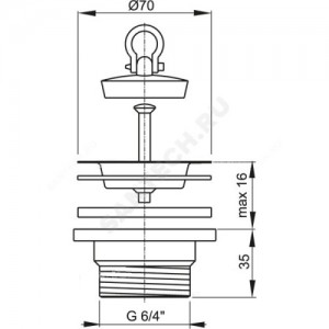 Выпуск для кухонной мойки 1 1/2" с нержавеющей решёткой D=70мм с пробкой Alca Plast A33