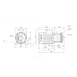 Насос многоступенчатый горизонтальный CM-A 5-8 AQQE PN10 3х220-240/380-415В/50 Гц Grundfos 97509614