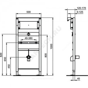 Инсталляция для писсуара PROSYS без кнопки смыва Ideal Standard R016367 .