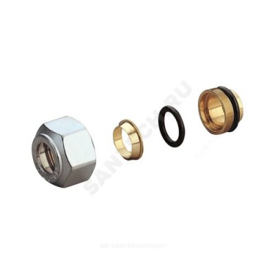 Соединитель латунь для медных труб база 16мм Дн 10х16 обжим/ВР R178 Giacomini R178X012