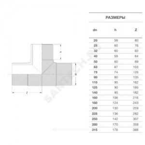Тройник спигот ПЭ100 SDR11 Дн 180 Ру16 EUROSTANDARD 2020160180