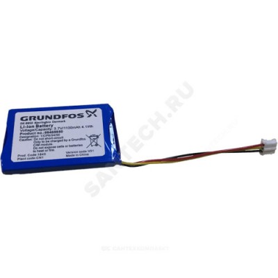Батарея аккумуляторная Lithium lon 3,7V 1100mAh cpl. Grundfos 99499908