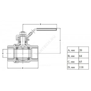 Кран шаровой нерж X2777 Ду 20 Ру63 ВР полнопроходной Danfoss 149B12519