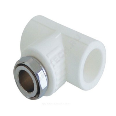 Тройник PP-R комбинированный белый с накидной гайкой Дн 25х1" RTP (РосТурПласт) 14623