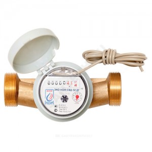 Счётчик г/в и х/в крыльчатый одноструйный Ду 32 Ру16 90С L=160мм резьба импульсный В/К ЭКО НОМ СВДГ32-002