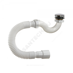 Сифон для поддона трубный 1 1/2"x40 с гофрой 40х40/50 слив клапан "клик-клак" (грибок), пробка D=70мм Орио А-20589