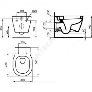 Унитаз подвесной Connect дюропласт микролифт Ideal Standard E822301