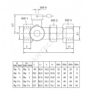 Клапан колпачковый Expa-Con Ду 20 Oventrop