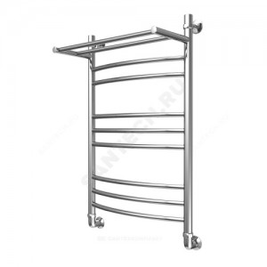 Полотенцесушитель водяной нерж сталь Лесенка Ду 25 (1") НР с полочкой 600х500мм 8П нижнее подключение в/к соединитель (1"х3/4") Элит Элит-Металл В-32-12