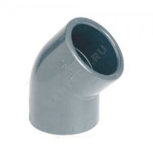 Отвод ПВХ серый под клеевое соед Дн 75х45гр Ру16 напорный EFFAST RDRGYD0750
