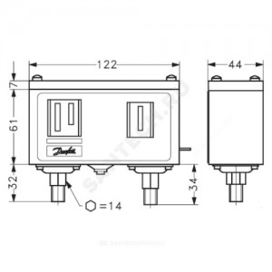 Реле давления сдвоенное KP 44 2-12 2х1/4" Danfoss 060-001366