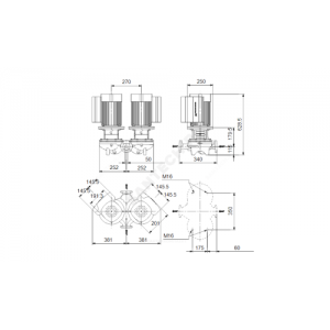 Насос ин-лайн с сухим ротором TPED 50-290/2-S-A-F-A-BAQE PN16 сдвоенный 3х380-500В/50 Гц c датчиком перепада давления Grundfos 99114818