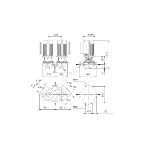 Насос ин-лайн с сухим ротором TPED 50-540/2-S-A-F-A-BAQE PN16 сдвоенный 3х380-500В/50 Гц c датчиком перепада давления Grundfos 99114810