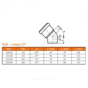 Отвод НПВХ с раструбом коричневый Дн 110х67гр б/нап в/к KGB Ostendorf 220230 Отвод НПВХ с раструбом коричневый Дн 110х67гр б/нап в/к KGB Ostendorf 220230