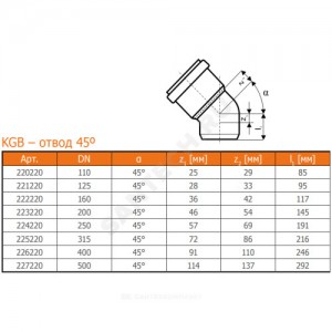 Отвод НПВХ с раструбом коричневый Дн 125х45гр б/нап в/к KGB Ostendorf 221220 Отвод НПВХ с раструбом коричневый Дн 125х45гр б/нап в/к KGB Ostendorf 221220