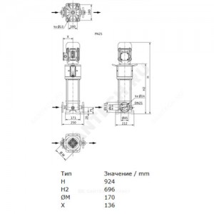 Насос многоступенчатый вертикальный HELIX V 213-2/25/V/KS/400-50 PN25 3х400В/50 Гц Wilo 4161746