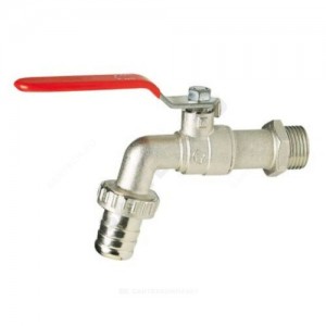 Кран шаровой водоразборный латунь со штуцером Ду 15 Ру16 НР/штуц R1/2" рычаг Tecofi RP1105-0015