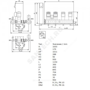 Установка повышения давления SiBoost Smart 3 HELIX VE 1006 Wilo 2799729