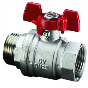 Кран шаровой латунь никель Optibal Ду 15 Ру16 ВР/НР полнопроходной бабочка Oventrop 1076304