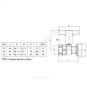 Кран шаровой латунь никель Optibal P Ду 25х40 Ру16 ВР/фл с Т-рукояткой удлиненная ручка, вывод для насоса Oventrop 1078371
