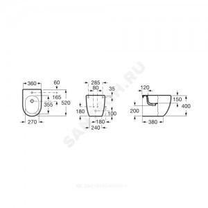 Биде напольное Meridian Compact белое Roca 357247000