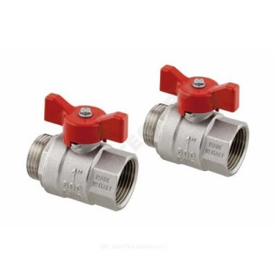 Комплект шаровых кранов латунь никель VARIO Ду 20х25 ВР/НР бабочка Uponor 1086558