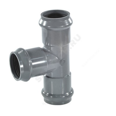 Тройник НПВХ серый SDR26 Дн 110х110х90гр Ру10 раструбный напорный в/к Aquaviva AQV104110