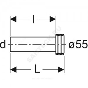 Удлинитель 45мм L=185мм с манжетой Geberit 152.434.16.1