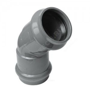 Отвод НПВХ серый SDR26 Дн 110х45гр Ру10 двухраструбный напорный в/к 2181076