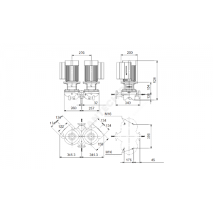 Насос ин-лайн с сухим ротором TPED 32-200/2 A-F-A-BAQE сдвоенный 3х380-500В/50 Гц Grundfos 98512485