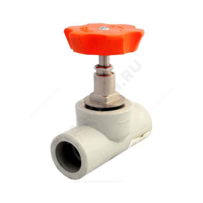 Клапан (вентиль) PP-R запорный серый внутренняя пайка Дн 25х45гр VALFEX 10174025Г