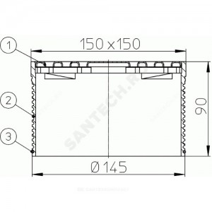 Элемент надставной для трапов с нержавеющей решёткой 138х138мм D=145мм HL HL66.9 Элемент надставной для трапов с нержавеющей решёткой 138х138мм D=145мм HL HL66.9