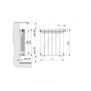 Радиатор биметаллический Alp 500 10 секций Qну=1610 Вт RAL 9016 (белый) RIFAR A 500-10