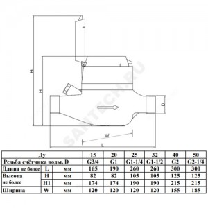 Счётчик г/в и х/в крыльчатый многоструйный Ду 15 Ру16 120С L=165мм резьба Б/К 1,5 м3/ч Пульсар М Тепловодохран