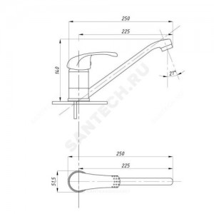 Смеситель для кухонной мойки TSB640 одноручный Царсберг 640-1243