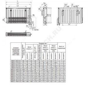 Конвектор настенный проходной "Универсал" МКСК 15 П (А08) (малой глубины) 0.479кВт двухтр с т/клапаном (угл) Danfoss 013G4203 ниж/п резьба прав Сантехпром 9104099