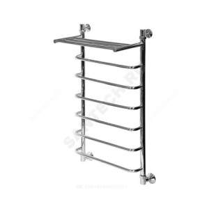 Полотенцесушитель водяной нерж сталь Лесенка Ду 25 (1") НР с полочкой 400х700мм 6П нижнее подключение в/к соединитель (1"х3/4") Эридан Элит-Металл В-42-04