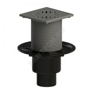 Трап регулируемый с поплавковым "сухим" затвором Дн 50/75/110 с чугунной решёткой 150х150мм вертикальный выпуск Татполимер ТП-310PDs