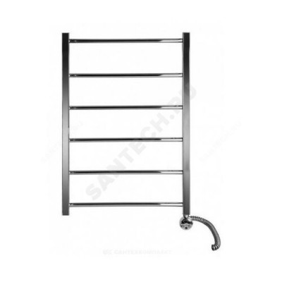 Полотенцесушитель электрический нерж сталь Лесенка 500х600мм 5П ТЭН справа Классика-Люкс Элит-Металл Э-39-06