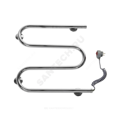 Полотенцесушитель электрический нерж сталь М-образный 57 Вт 600х350мм боковое подключение Терминус 25 ПСЭ 4620768883927