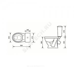 Унитаз-компакт Радуга белый нижний подвод косой выпуск 1/реж полипропилен тарельчатый Оскольская керамика