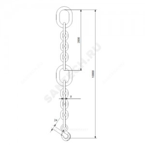 Цепь подъемная с карабином сталь оц L=10 м Grundfos 98425783